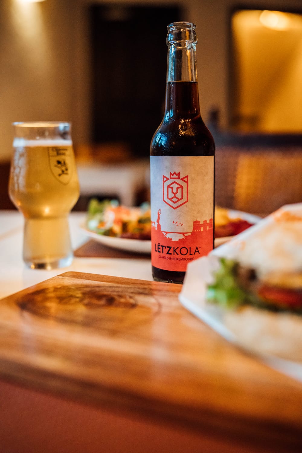 Luxembourg craft soda and beer on the table